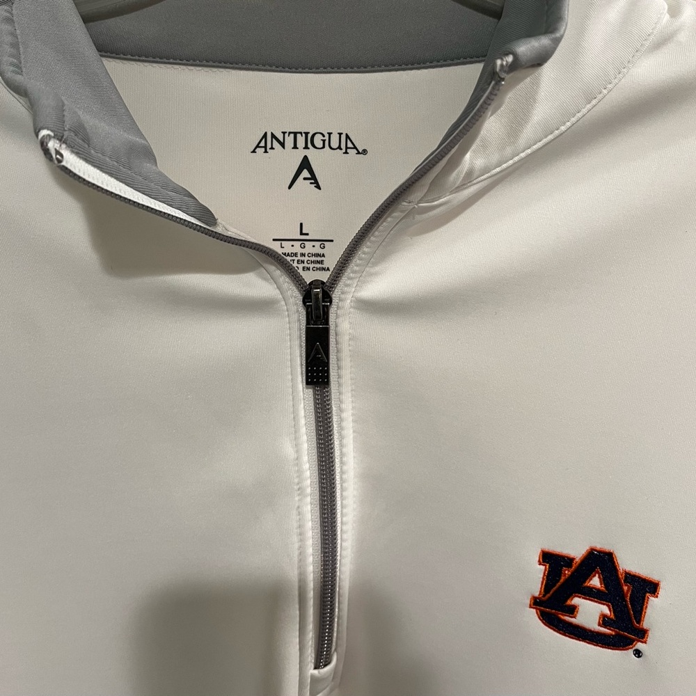 Auburn Univ. Antigua White w/ Gray trim Quarter Zip